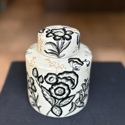 Ebon Ivory Hand-Painted Ceramic Ginger Jar