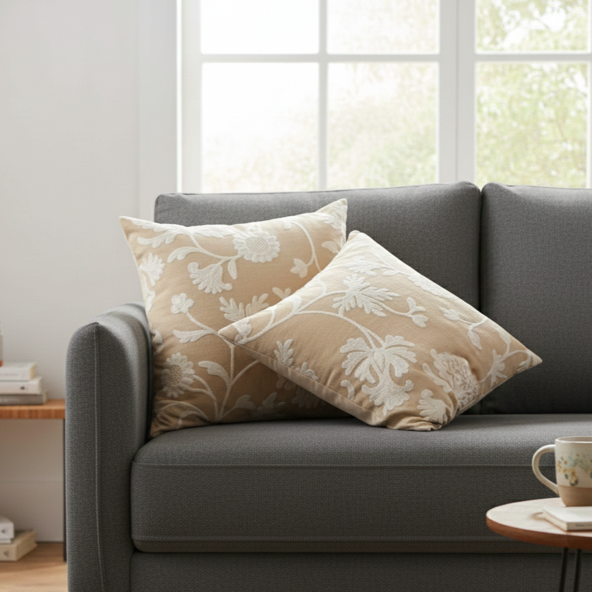 Aari Cushion Cover 16x 16 – close-up detail view | INARA