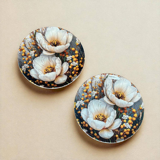 Amber Blossom Ceramic Wall Plate – Add a pop of color to your wall with this gorgeous floral decorative plate | INARA