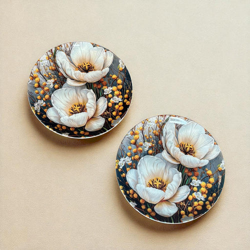 Amber Blossom Ceramic Wall Plate – Add a pop of color to your wall with this gorgeous floral decorative plate | INARA