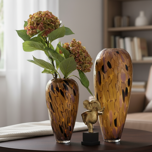 Amber Handblown Glass Vase – Combine it with our Artificial Flowers or fresh blooms for a more impressive visual display | INARA
