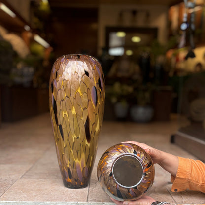 Amber Handblown Glass Vase – alternate angle | INARA