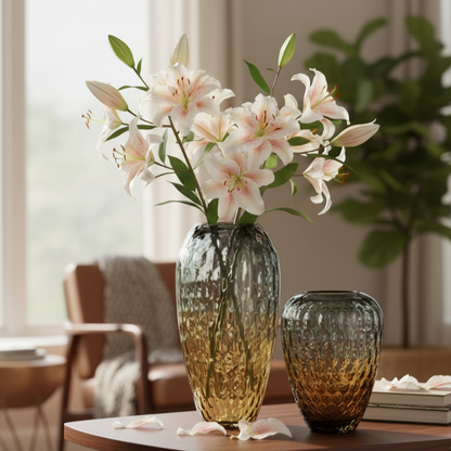 Amber Glass Vase – Combine it with our Artificial Flowers or fresh blooms for a more impressive visual display | INARA