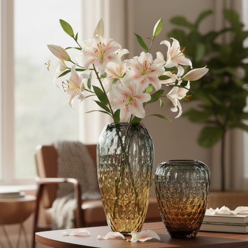 Amber Glass Vase – Combine it with our Artificial Flowers or fresh blooms for a more impressive visual display | INARA