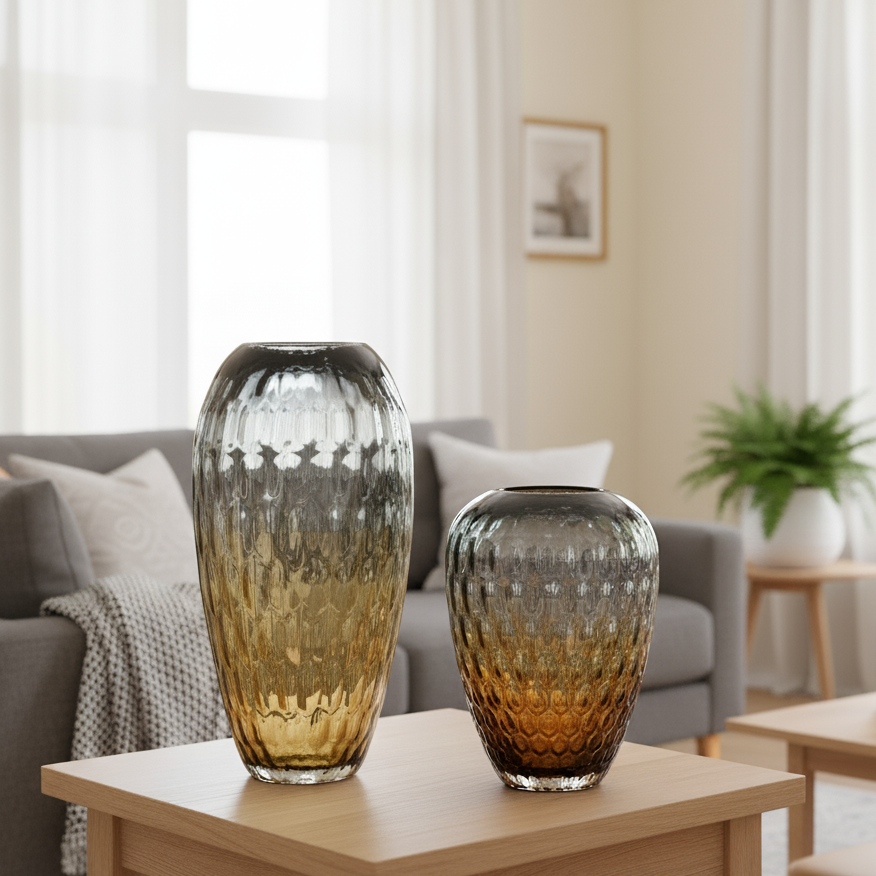Amber Glass Vase – close-up detail view | INARA