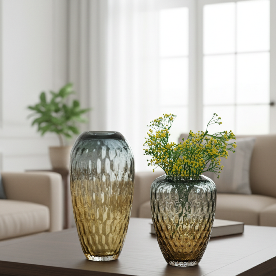 Amber Glass Vase – alternate angle | INARA
