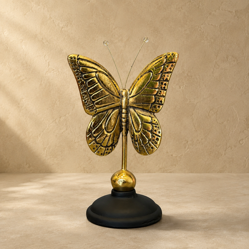 Antique Gold Metal Decorative Butterfly Sculpture