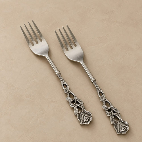 Antique Rose Table Forks - Set Of 2
