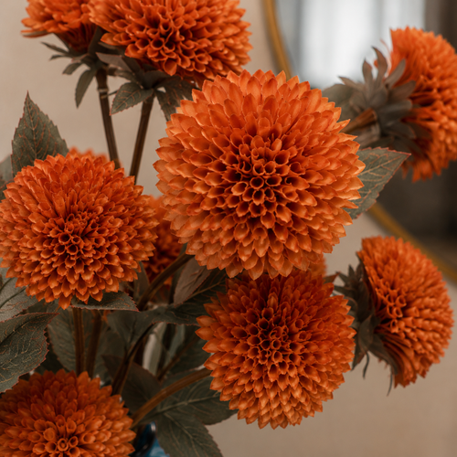 Artificial Flower Dahlia Stem Orange