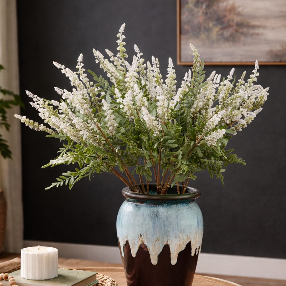 Artificial Foxtail Fern Stem White - Set of 2 – Add natural floral beauty to any space with our delicately crafted foxtail fern stem which | INARA