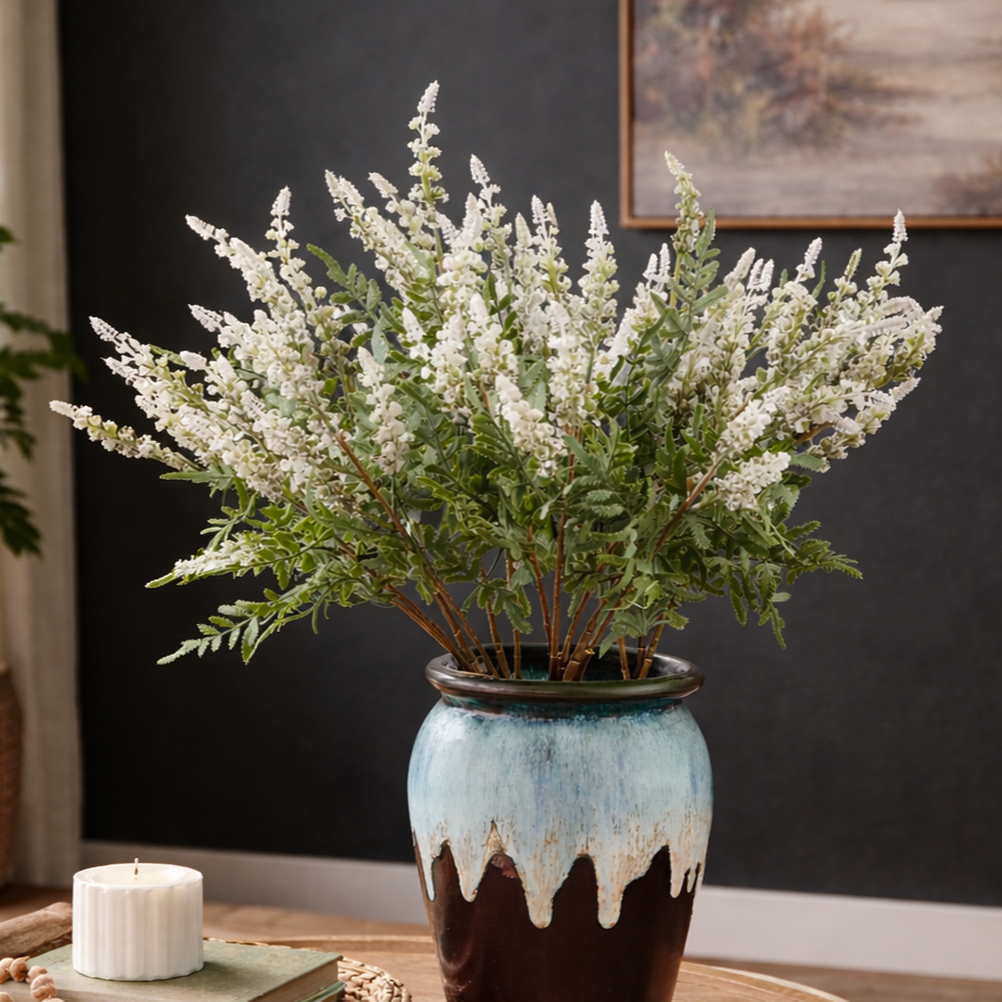 Artificial Foxtail Fern Stem White - Set of 2 – Add natural floral beauty to any space with our delicately crafted foxtail fern stem which | INARA