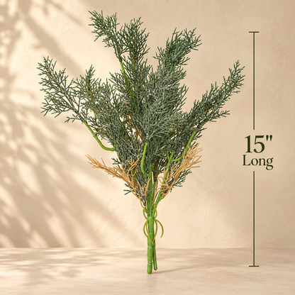 Artificial Green Foliage Bunch measuring 15 inches long, ideal for floor vases, floral arrangements, and home décor styling.