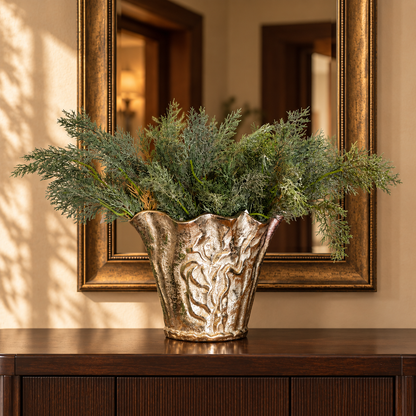 Artificial Green Foliage Bunch styled in a decorative metallic vase on a console table, adding elegant greenery to luxury interiors.