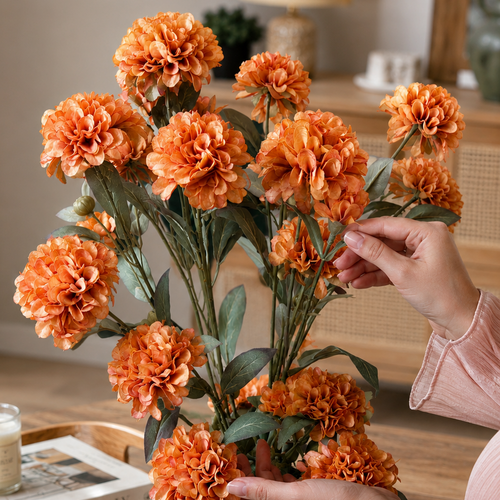 Artificial Flower Carnation Stem Orange