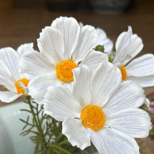 Artificial Flower Cosmos Stem - White