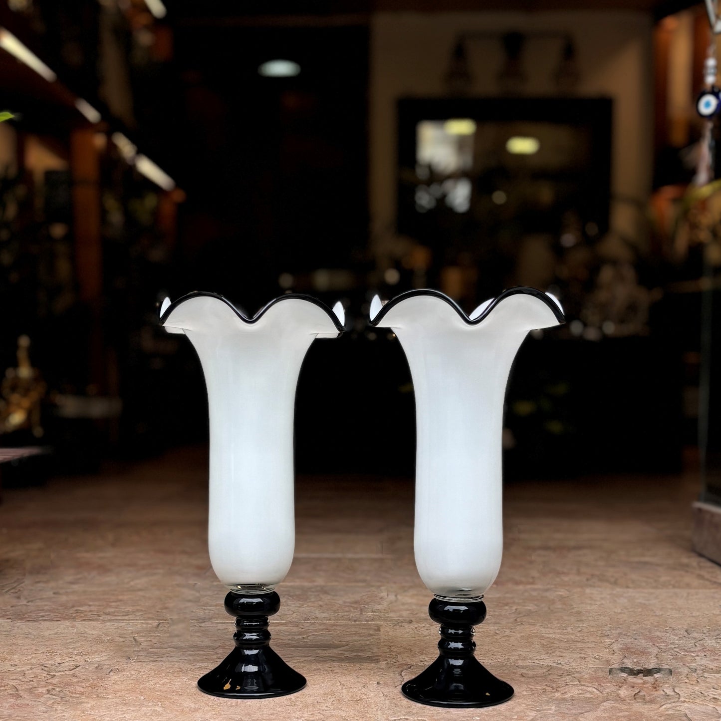 Classic Black & White Glass Vase