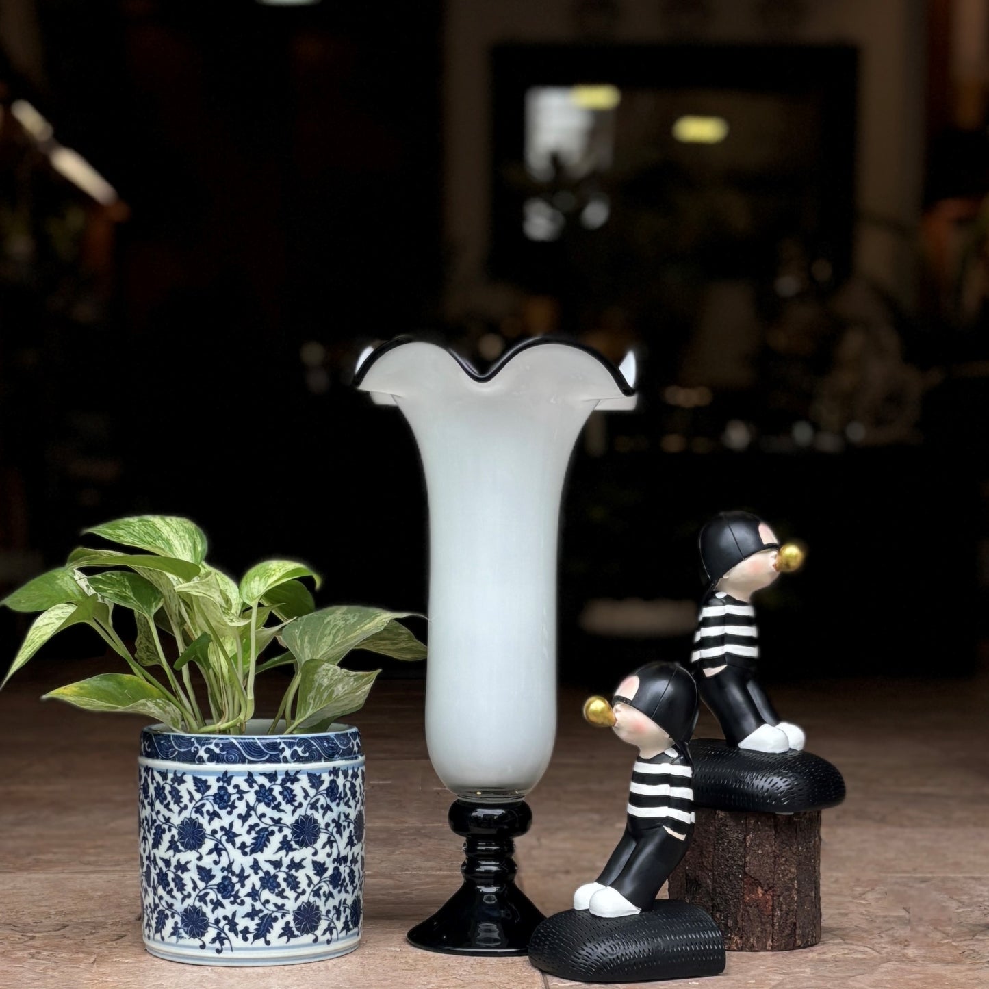 Classic Black & White Glass Vase