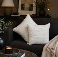 Beige Woven Linen Cushion Cover 18 x 18
