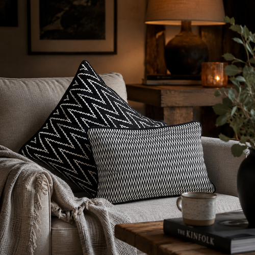 Black And White Velvet Cushion Cover 12 x 18