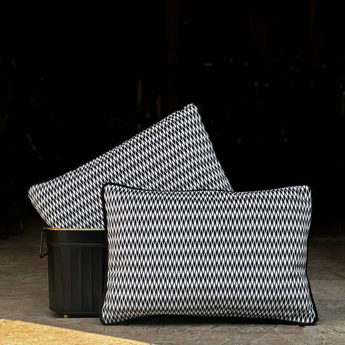 Black And White Velvet Cushion Cover 12 x 18 – texture and finish detail | INARA