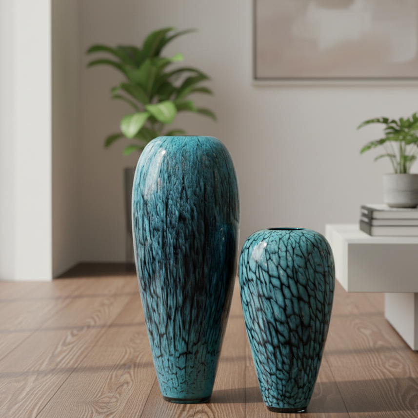 Blue Glass Vase – close-up detail view | INARA