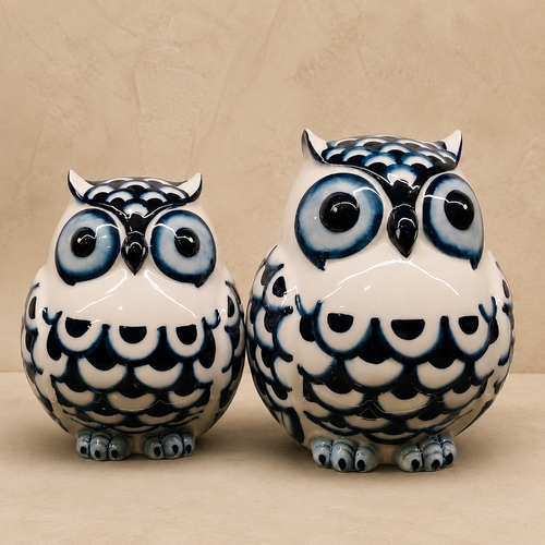 Blue And White Porcelain Wise Owl