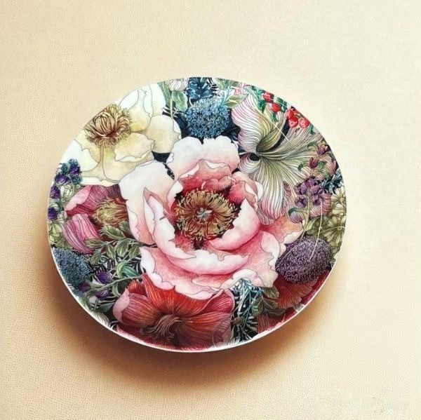 Botanical Ceramic Wall Plate – close-up detail view | INARA