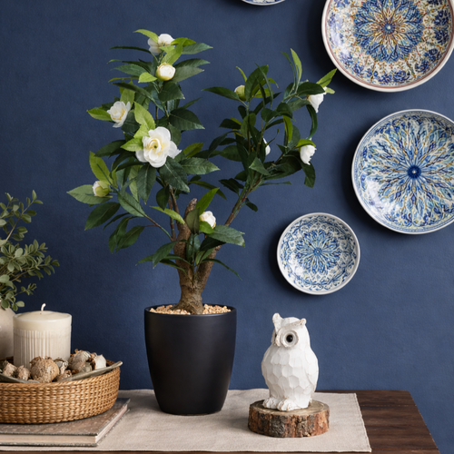 Artificial Camelia Plant With Ceramic Pot