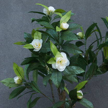 Artificial Camelia Plant With Ceramic Pot – styled display view | INARA