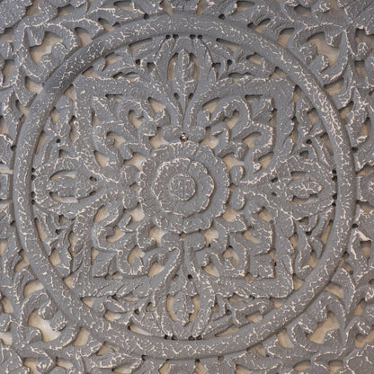 Carved Wooden Square Panel – alternate angle | INARA