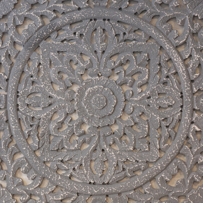 Carved Wooden Square Panel – alternate angle | INARA