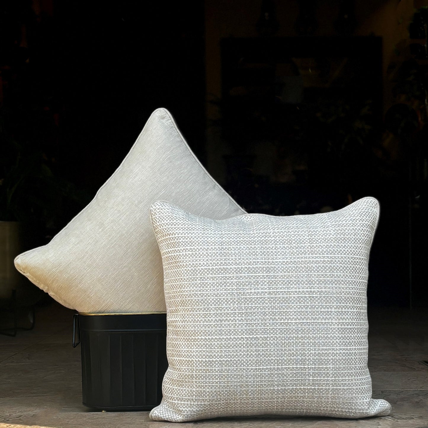 Beige Woven Linen Cushion Cover 18 x 18