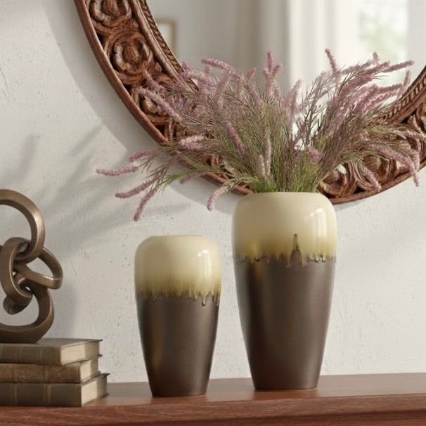 Ceramic Glazed Brown Vase – close-up detail view | INARA