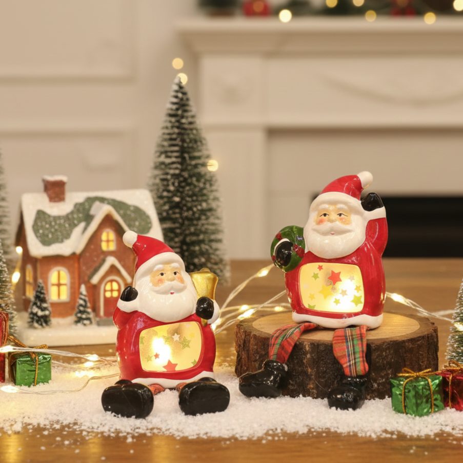 Christmas Decoration Santa Pair – close-up detail view | INARA