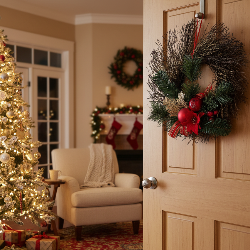 Christmas Decoration Winter Wreath – close-up detail view | INARA