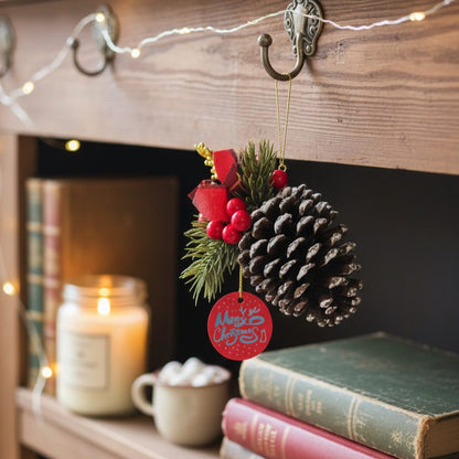 Christmas Ornament - Frosted Pine Hanging – size and scale reference | INARA