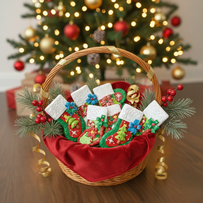 Christmas Ornaments - Dark Green Stocking Hanging – alternate angle | INARA