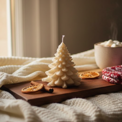 Vanilla Christmas Tree Soy Candle - White