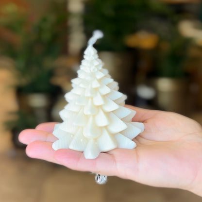 Vanilla Christmas Tree Soy Candle - White – alternate angle | INARA