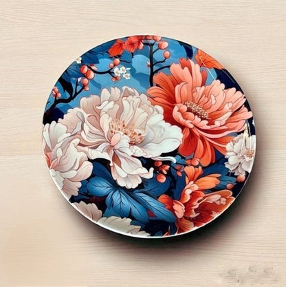 Chrysanthamum Ceramic Wall Plate – close-up detail view | INARA