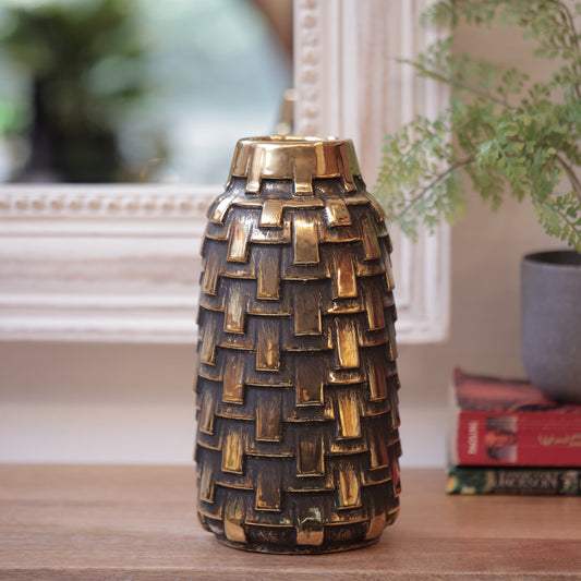 Black/Gold Ceramic Decorative Vase And Showpiece