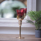Red/Gold Tall Glass Candle Stand - Set of 3