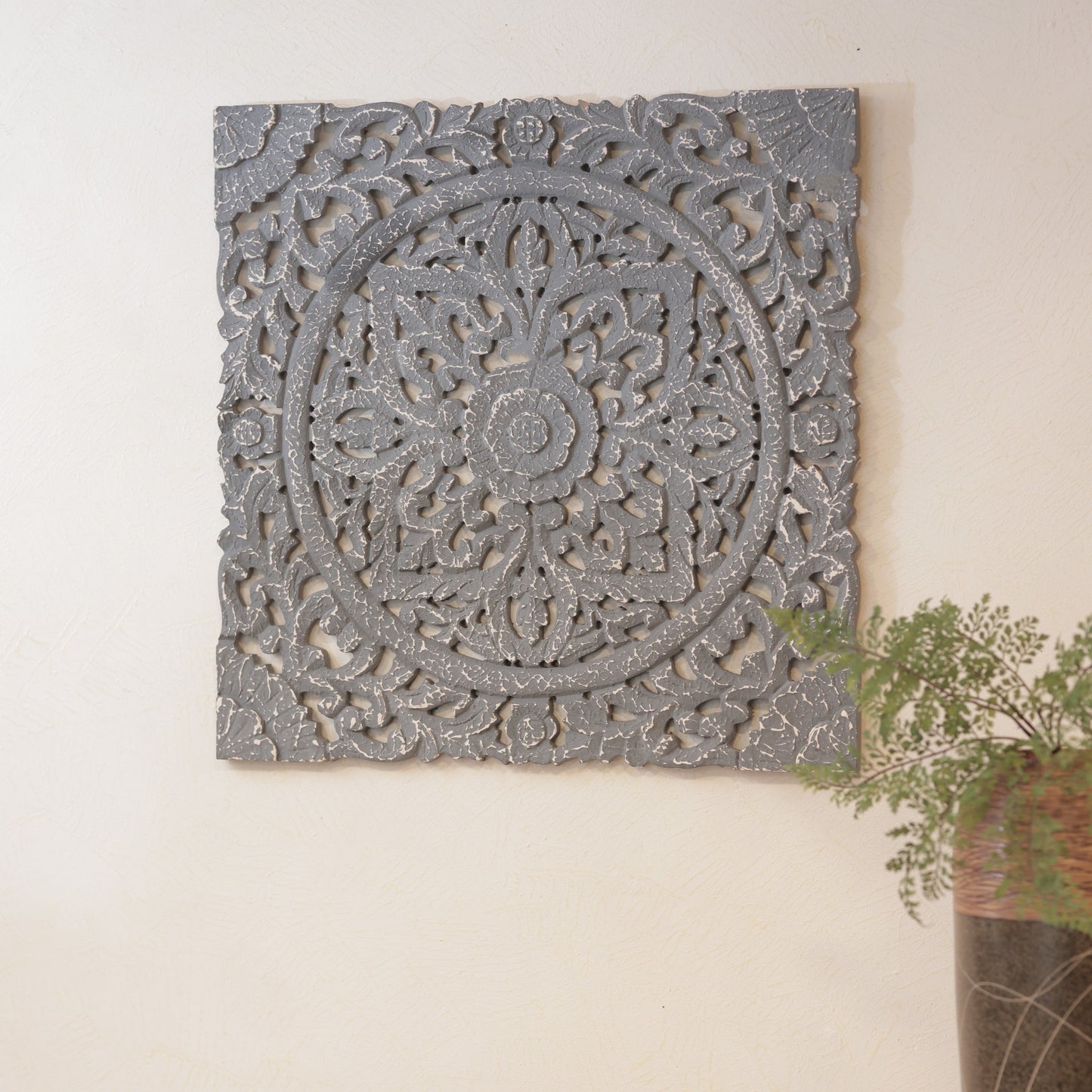 Carved Wooden Square Panel