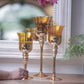 Amber/Gold Tall Glass Candle Stand - Set of 3