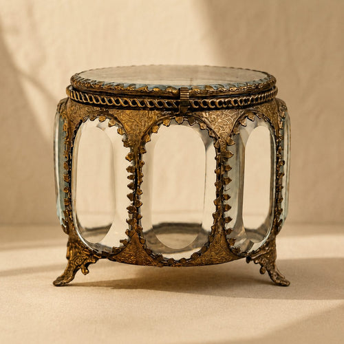 Decorative Brass Glass Trinket Box