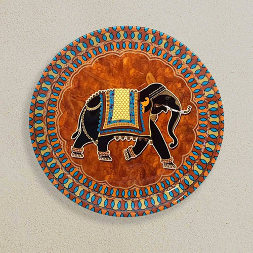 Elephant W/Border Ceramic Wall Plate