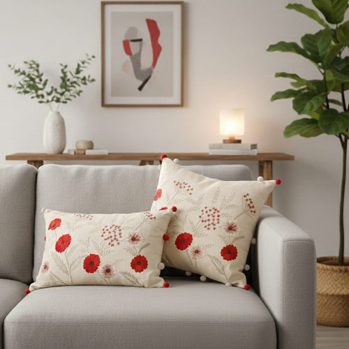 Elina Red Cushion Cover – Bring a cozy vibe to your home with the Elina Cushion Cover | INARA