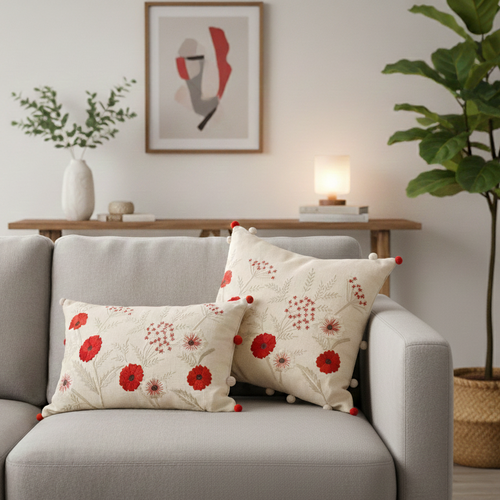 Elina Red Cushion Cover – Bring a cozy vibe to your home with the Elina Cushion Cover | INARA