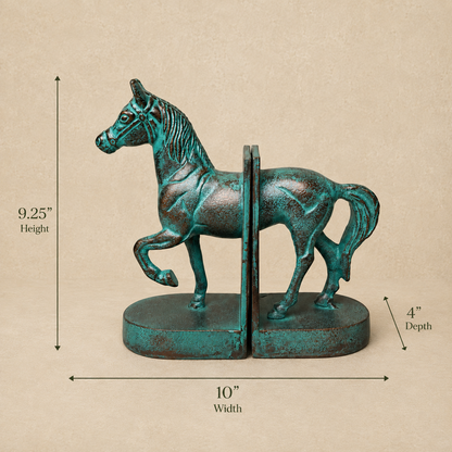 Antique Patina Horse Bookend