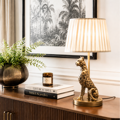 Antique Brass Leopard Lamp